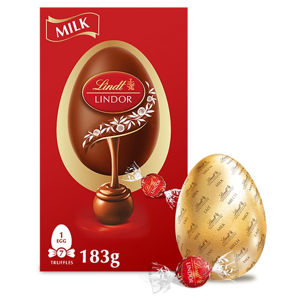 Lindt Lindor Milk Chocolate Egg With Lindor Milk Truffles 183g