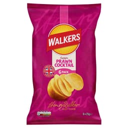 Walkers Prawn Cocktail Crisps 6 Pack Multipack