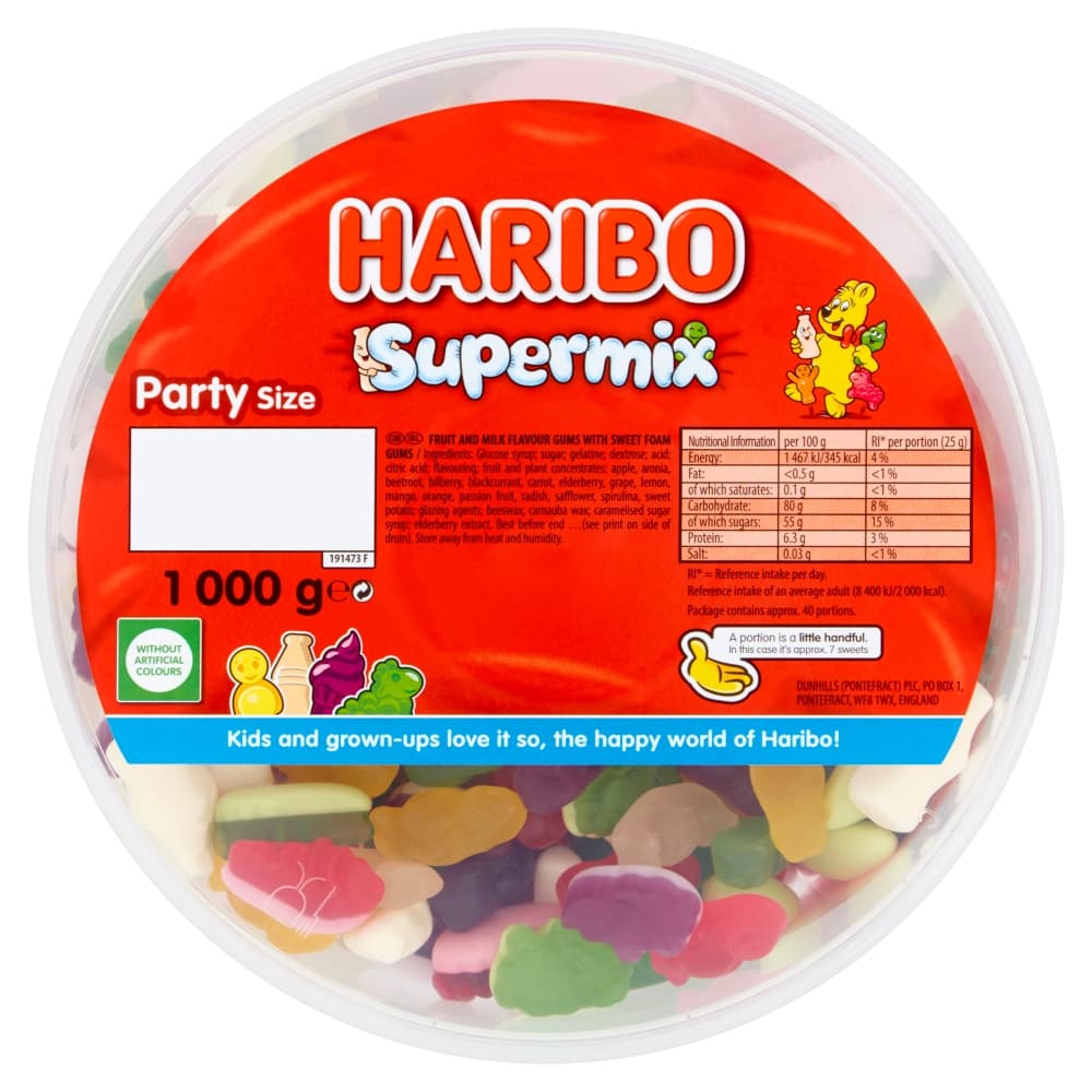 Haribo Supermix 1kg Drum 
