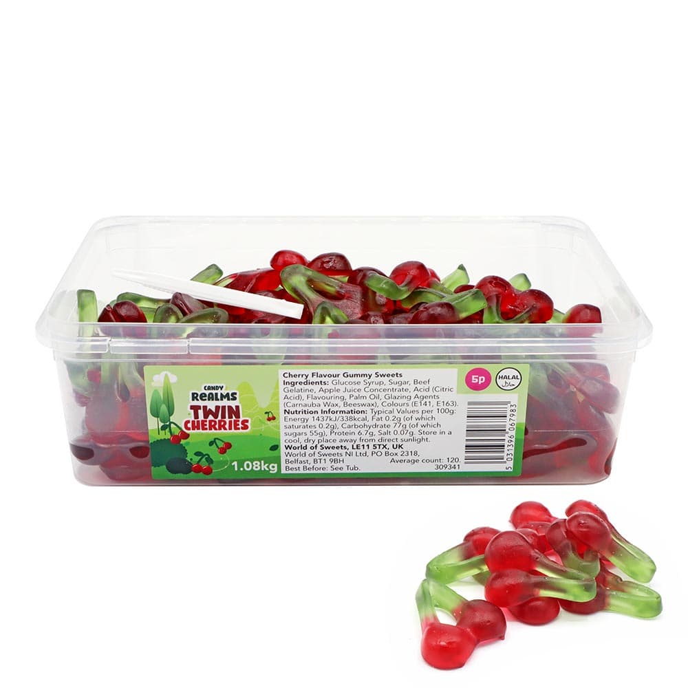 Candy Realms Twin Cherries 5p Tub 1.02kg 