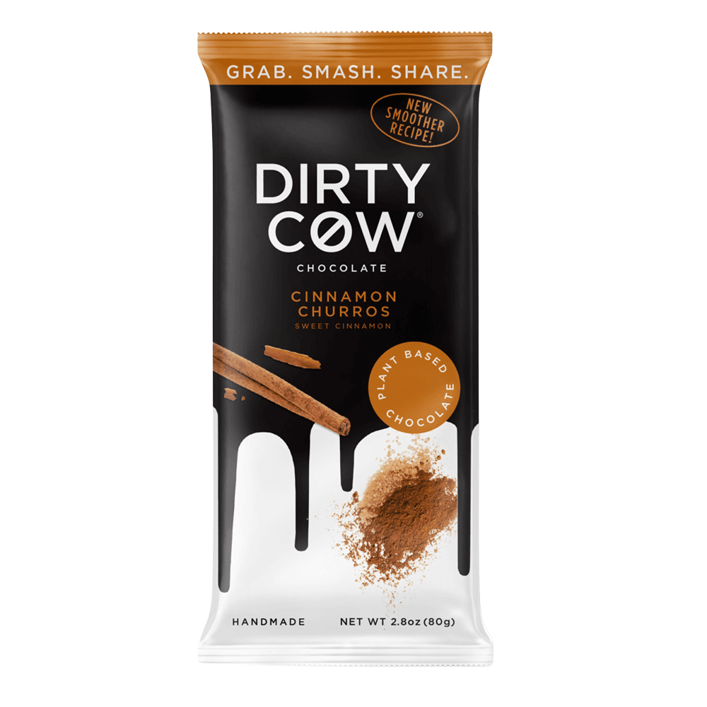 Dirty Cow Cinnamon Churros Plant Based Chocolate Bar 80g