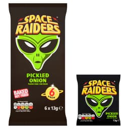 Space Raiders Pickled Onion Crisps 6 Pack