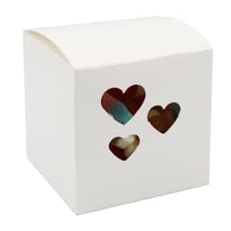 White Party Favour Box With Hearts 75mm x 75mm