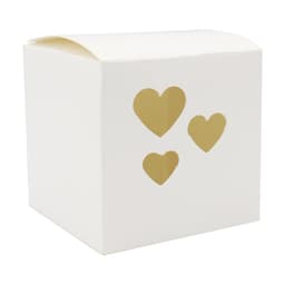 White Party Favour Box With Hearts 75mm x 75mm
