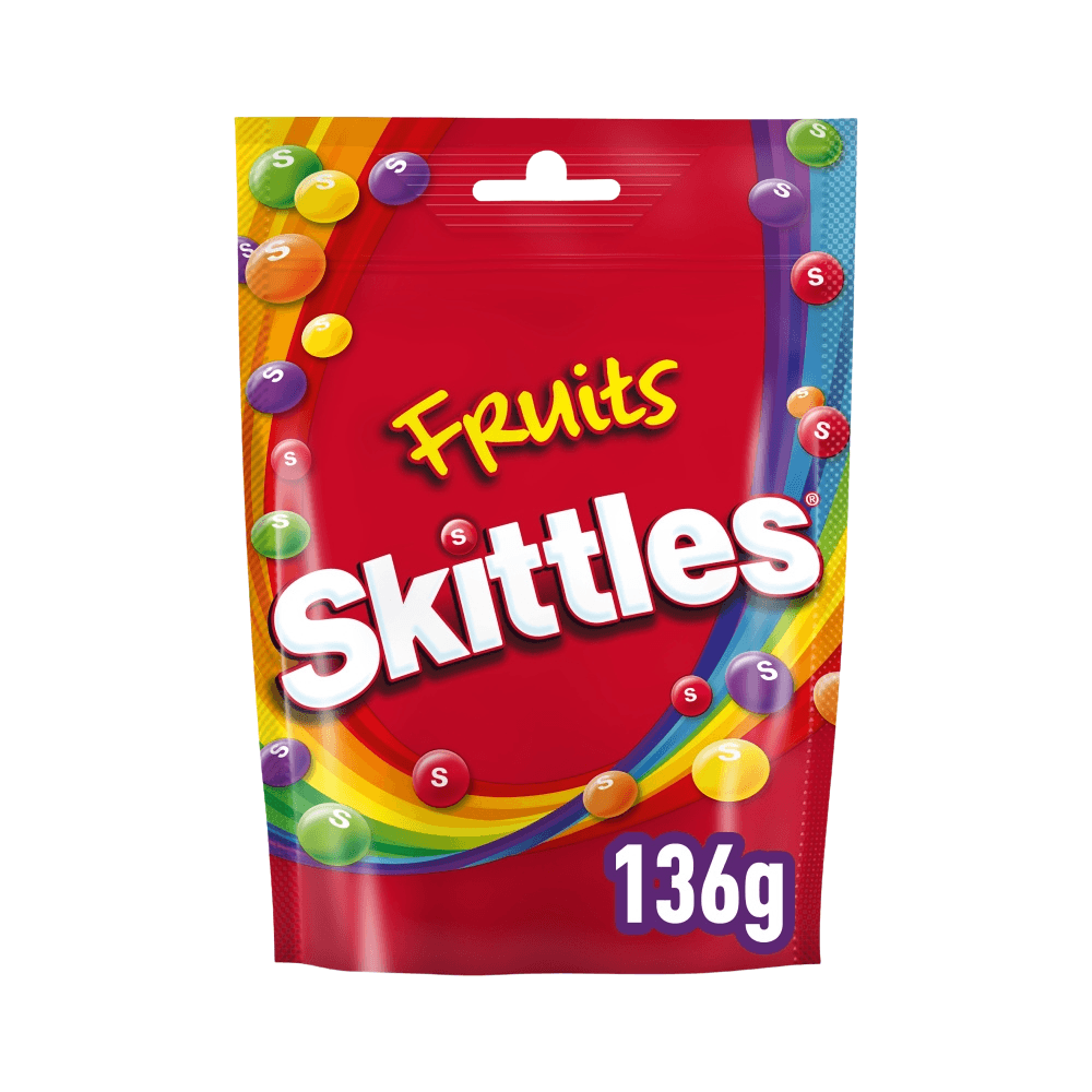Skittles Vegan Chewy Sweets Fruit Flavoured Pouch Bag 136g
