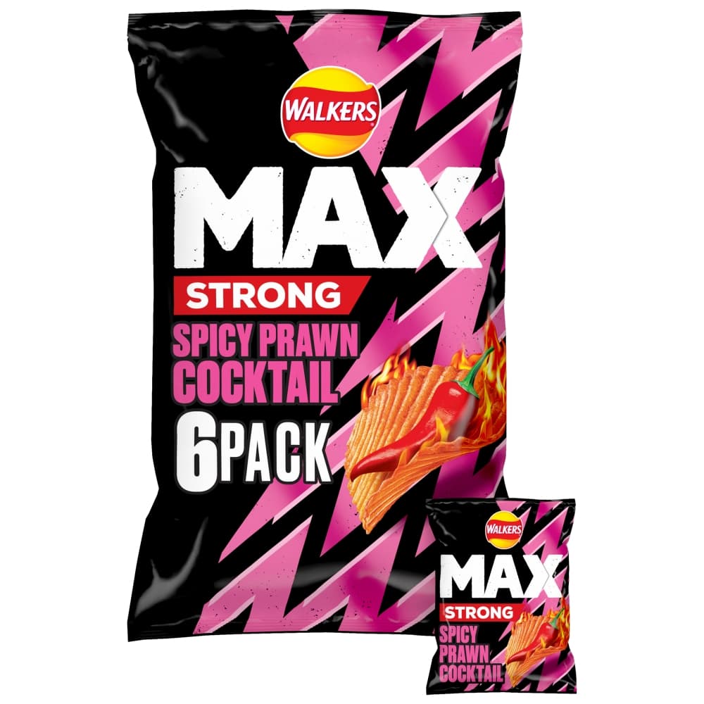 Walkers Max Strong Spicy Prawn Cocktail 6 Pack