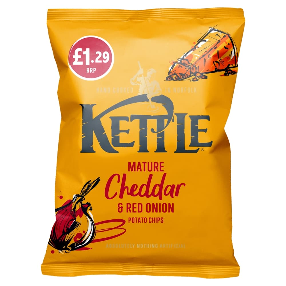 Kettle Chips Mature Cheddar & Red Onion Bag 80g £1.29 PMP 