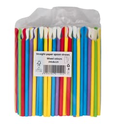Accessories Mixed Coloured and Striped Spoon Straws 125 Pack