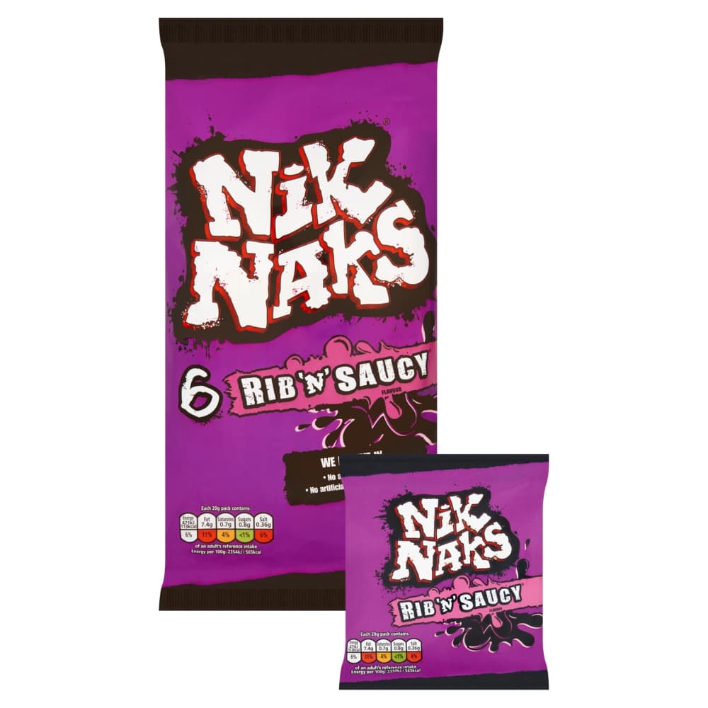 Nik Naks Rib 'N' Saucy Crisps 6 Pack
