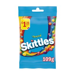 Skittles Vegan Chewy Sweets Tropical Fruit Flavoured Treat Bag £1.35 PMP 109g
