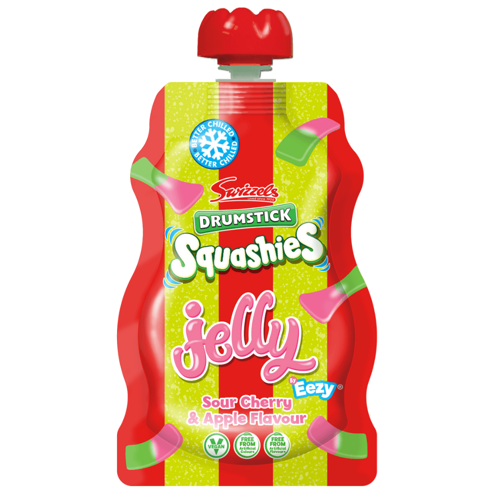 Swizzels Drumsticks Squashies Sour Apple and Cherry Jelly Pouch 80g