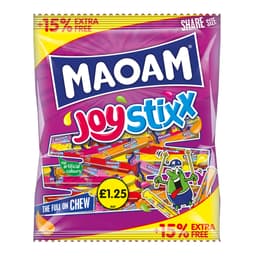 Maoam Joystixx Fruit & Cola Flavour Sharing Bag 161g £1.25 PMP + 15% Extra Free