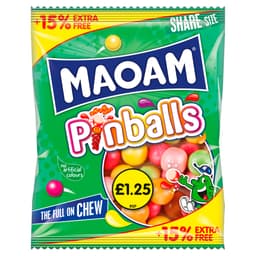 Maoam Pinballs Fruit & Cola Flavour Sharing Bag 161g £1.25 PMP + 15% Extra Free