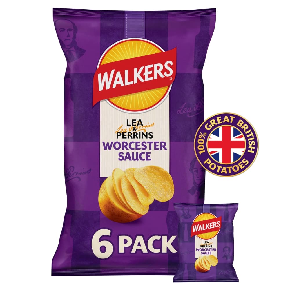 Walkers Worcester Sauce Lea & Perrins Multipack Crisps 6 Pack