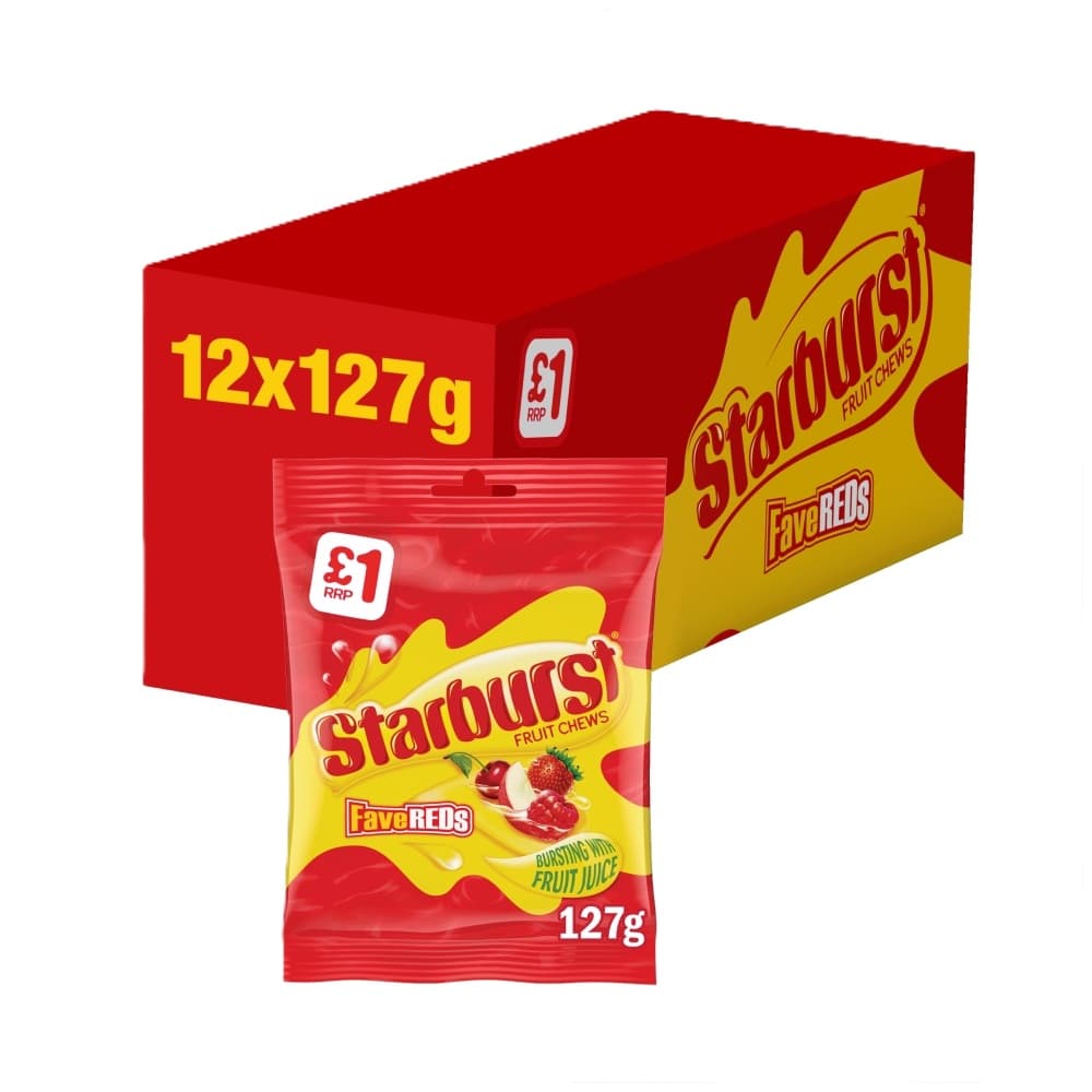 Starburst Fave Reds Vegan Chewy Sweets Fruit Flavoured Treat Bag 127g £1 PMP 