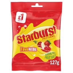Starburst Fave Reds Vegan Chewy Sweets Fruit Flavoured Treat Bag 127g £1 PMP 