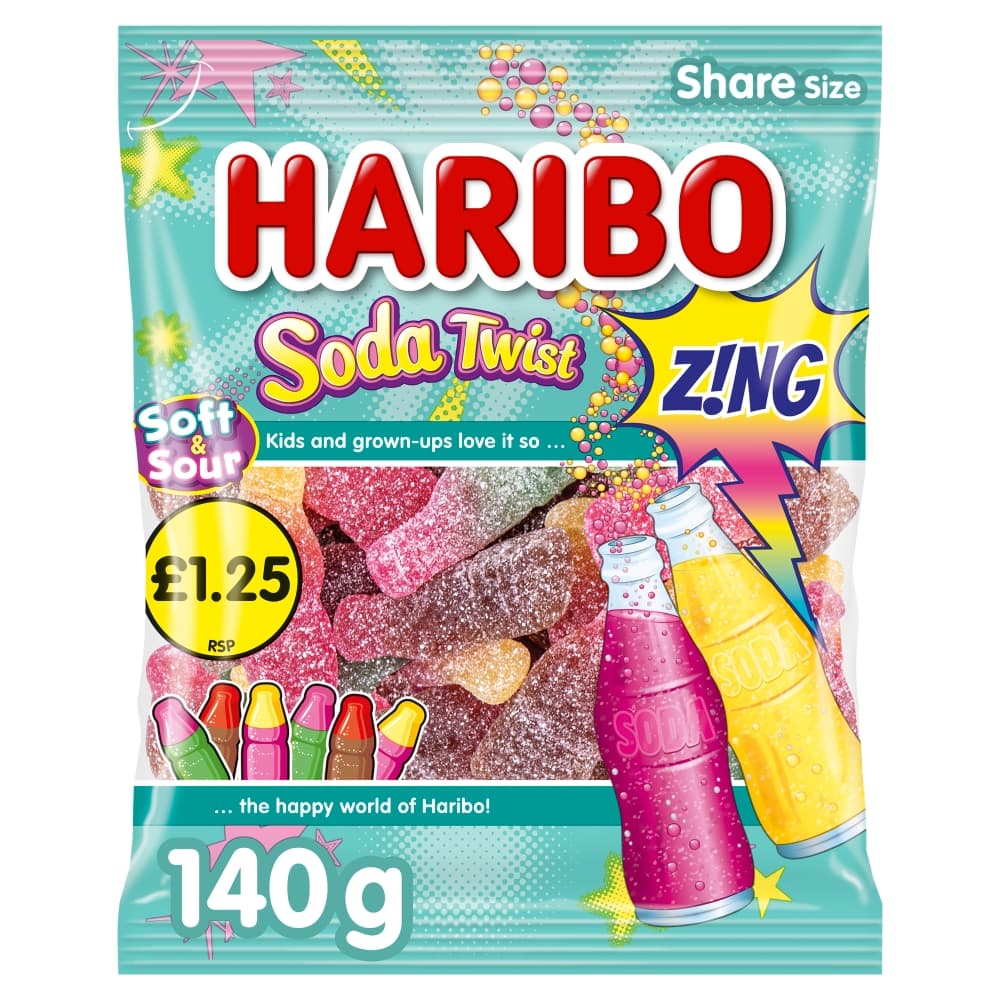 Haribo Soft & Sour Soda Twist Z!ng Bag 140g £1.25 PMP