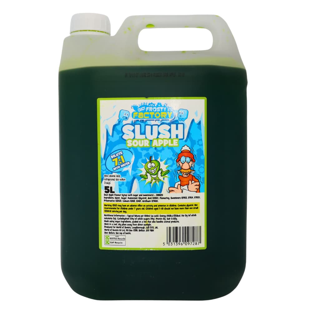 Crazy Frosty Factory Sour Apple Slush Syrup Bottle 5L