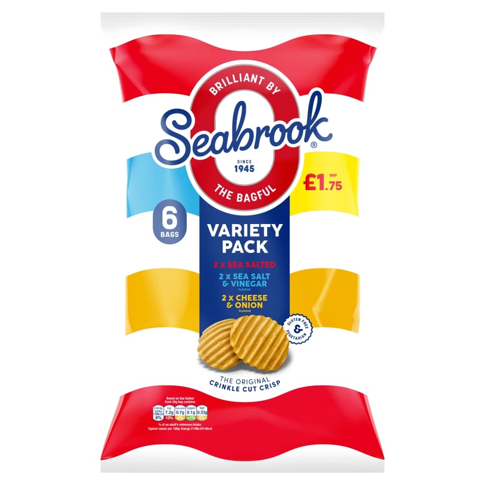 Seabrook The Original Crinkle Cut Crisp Variety 6 Pack £1.75 PMP