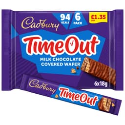 Cadbury Timeout 6 Pack Milk Chocolate Biscuit Bars Multipack 108g £1.35 PMP