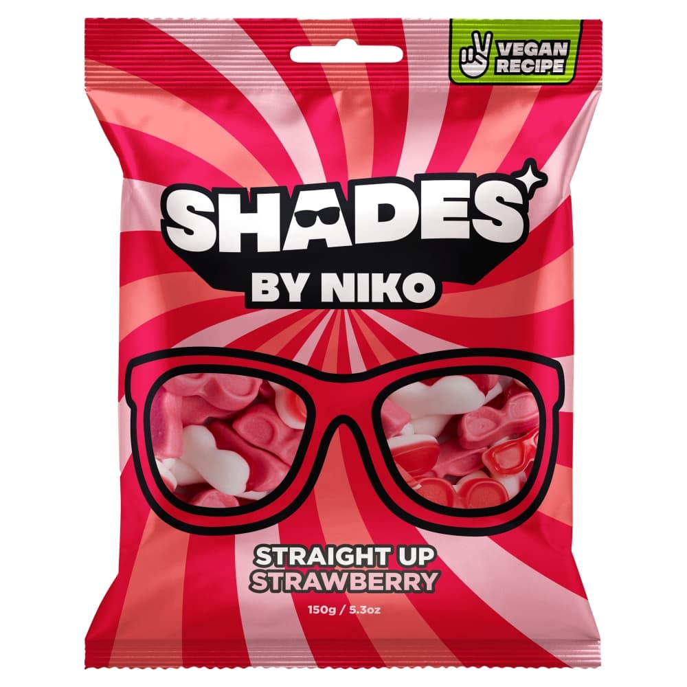 Shades by Niko Straight Up Strawberry Flavour Sweets Bag 150g