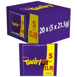 Cadbury Twirl Chocolate Bar 5 Pack 107.5g £1.99 PMP