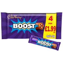 Cadbury Boost Chocolate Bar 4 Pack Multipack 126g £1.99 PMP