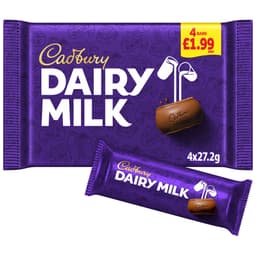 Cadbury Dairy Milk Chocolate Bar 4 Pack 108.8g £1.99 PMP