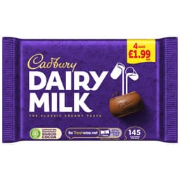 Cadbury Dairy Milk Chocolate Bar 4 Pack 108.8g £1.99 PMP