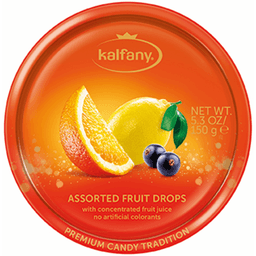 Kalfany Assorted Fruit Drops Tin 150g