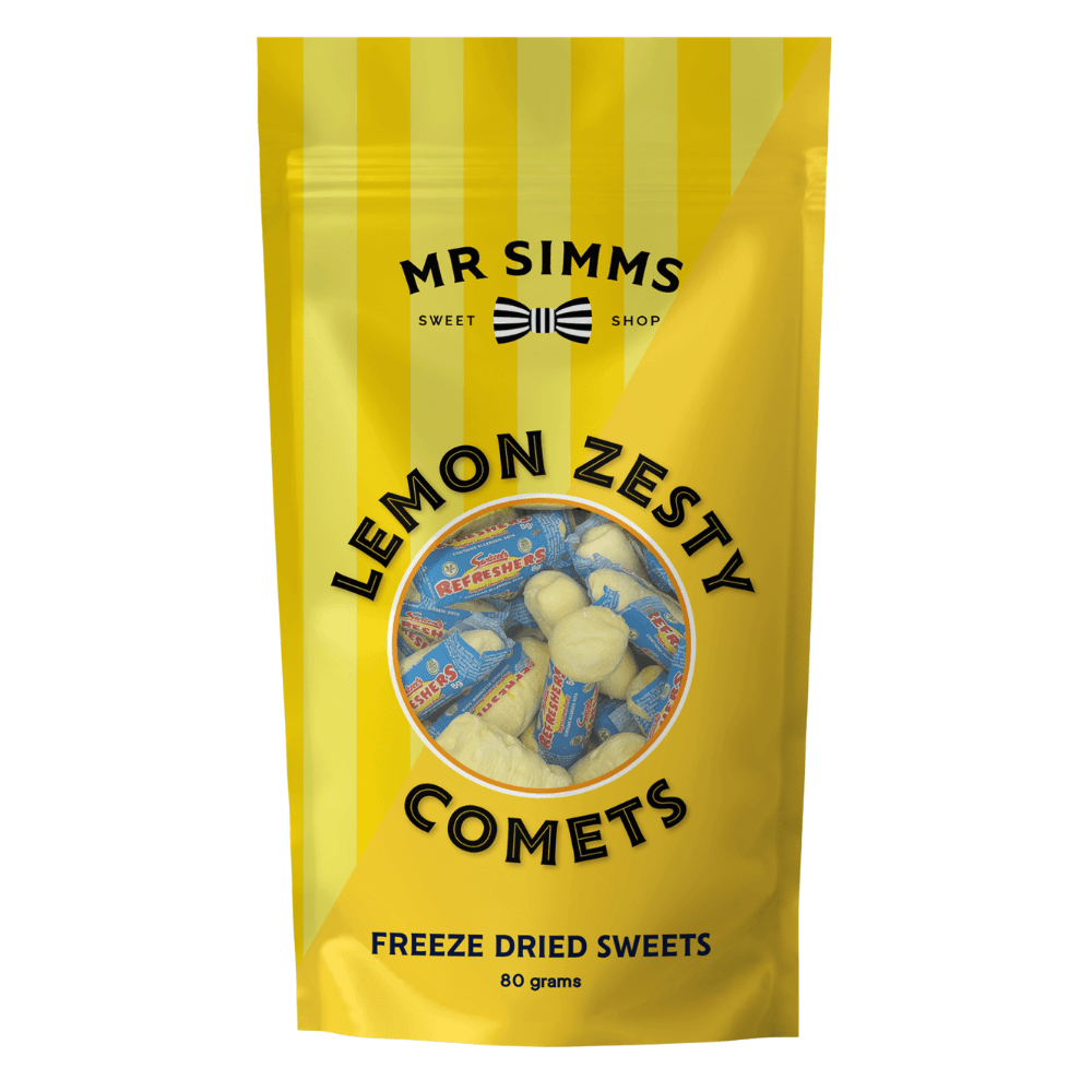 Mr Simms Freeze Dried Sweets Lemon Zesty Comets Pouch 100g