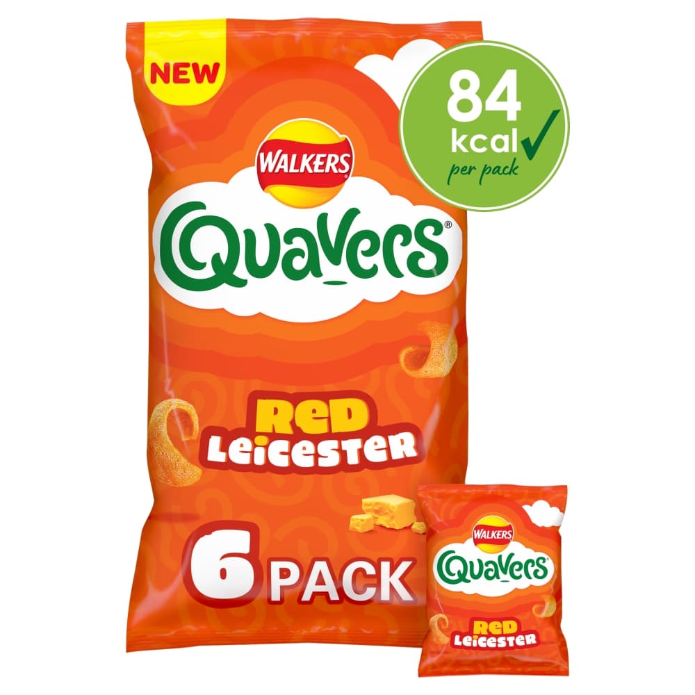 Quavers Red Leicester Cheese Multipack Crisps Snacks 6 Pack