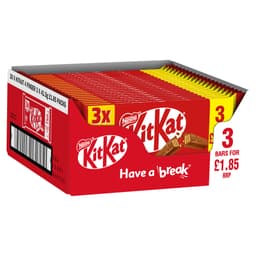KitKat 4 Finger Milk Chocolate Biscuit Bar 3 Pack Multipack 124.5g PMP £1.85