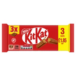 KitKat 4 Finger Milk Chocolate Biscuit Bar 3 Pack Multipack 124.5g PMP £1.85