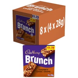 Cadbury Brunch Bar Chocolate Chip Cereal Bars 4 Pack 112g £1.39 PMP