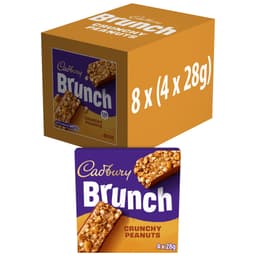 Cadbury Brunch Oats Peanut Chocolate Cereal Bars 4 Pack Multipack 112g