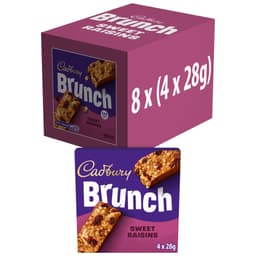 Cadbury Brunch Oats Raisin Chocolate Cereal Bars 4 Pack Multipack 112g