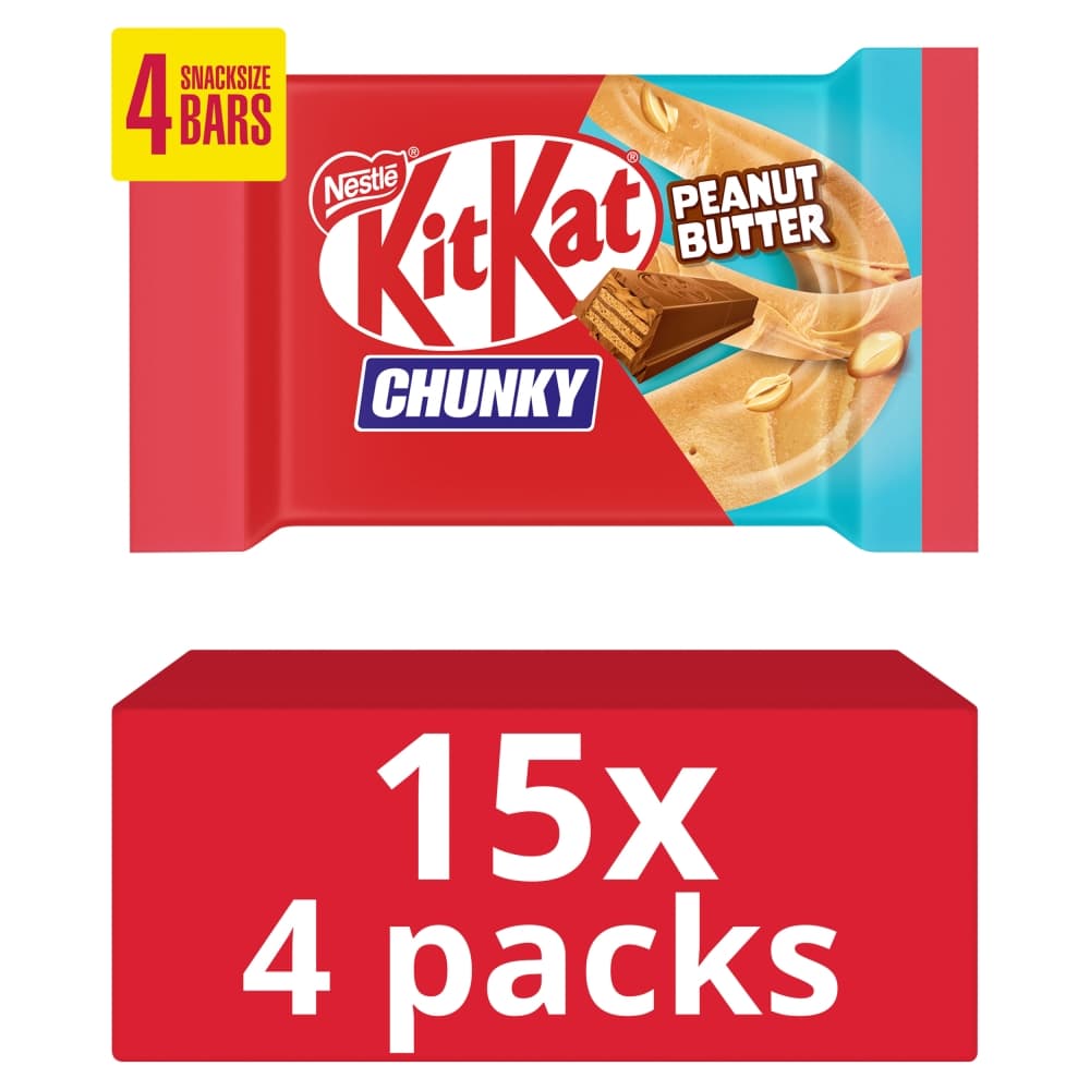 KitKat Chunky Peanut Butter Chocolate Bar 4 Pack Multipack 136g