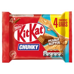 KitKat Chunky Peanut Butter Chocolate Bar 4 Pack Multipack 136g