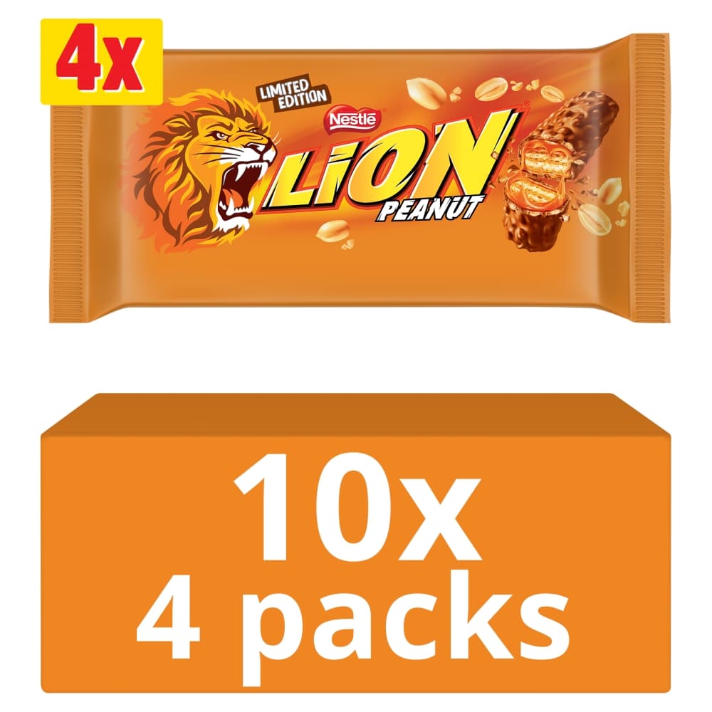 Lion Limited Edition Peanut Bars 4 Pack Multipack 124g 