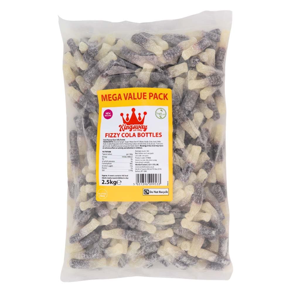 Kingsway Mega Value Vegan Fizzy Cola Bottles Bag 2.5kg