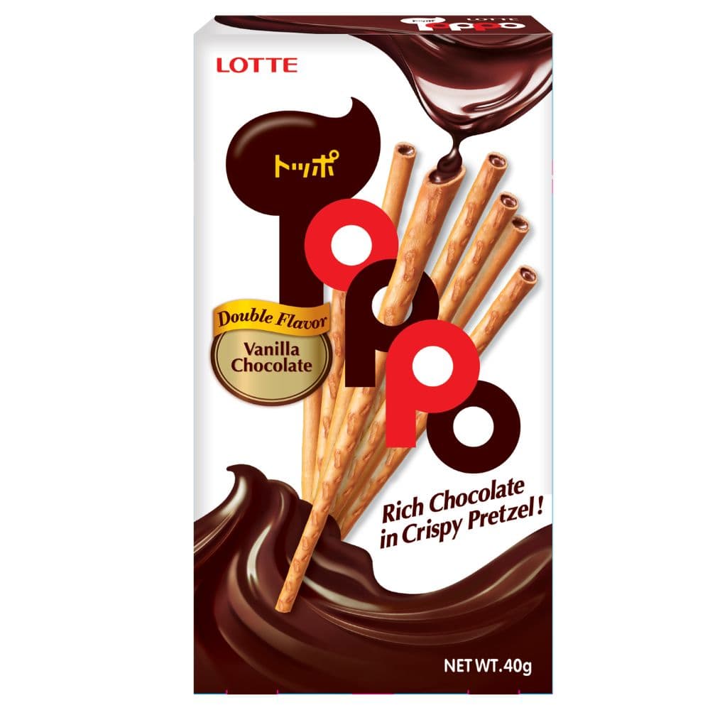 Lotte Toppo Vanilla Chocolate Filled Pretzel Sticks 40g