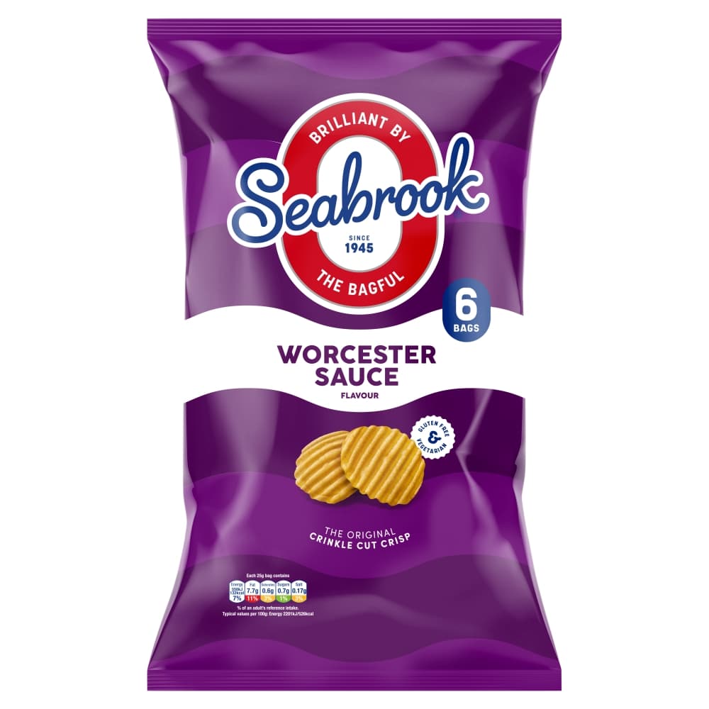Seabrook The Original Crinkle Cut Crisp Worcester Sauce Flavour 6 Pack 