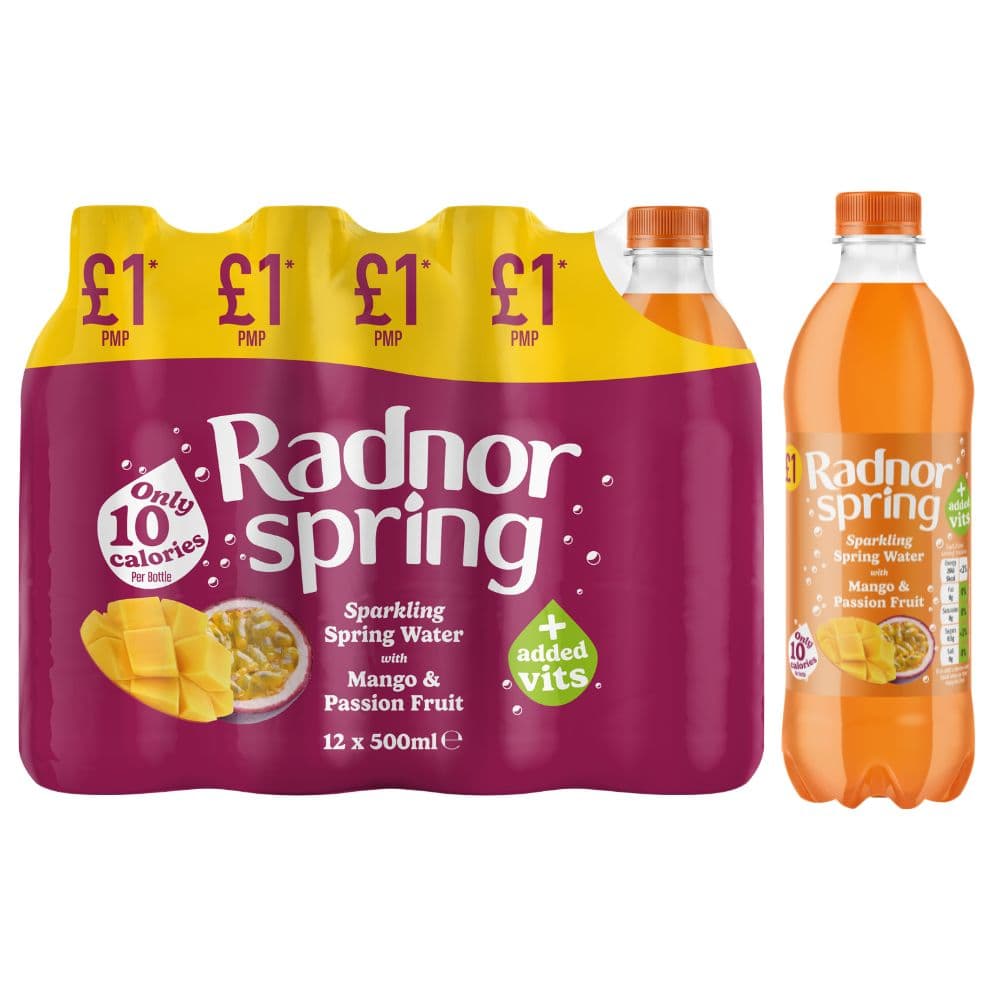 Radnor Spring Mango & Passionfruit Sparkling Spring Water 500ml £1 PMP