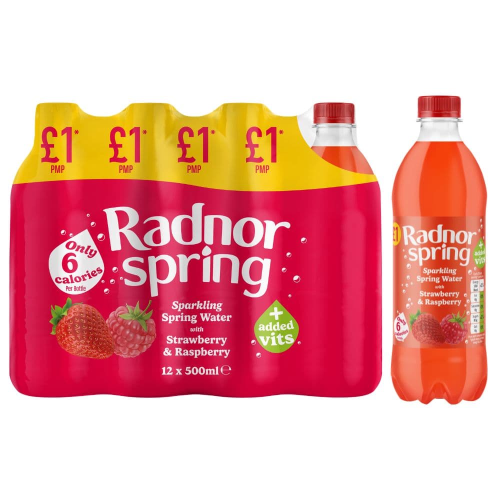 Radnor Spring Strawberry & Raspberry Sparkling Spring Water 500ml £1 PMP