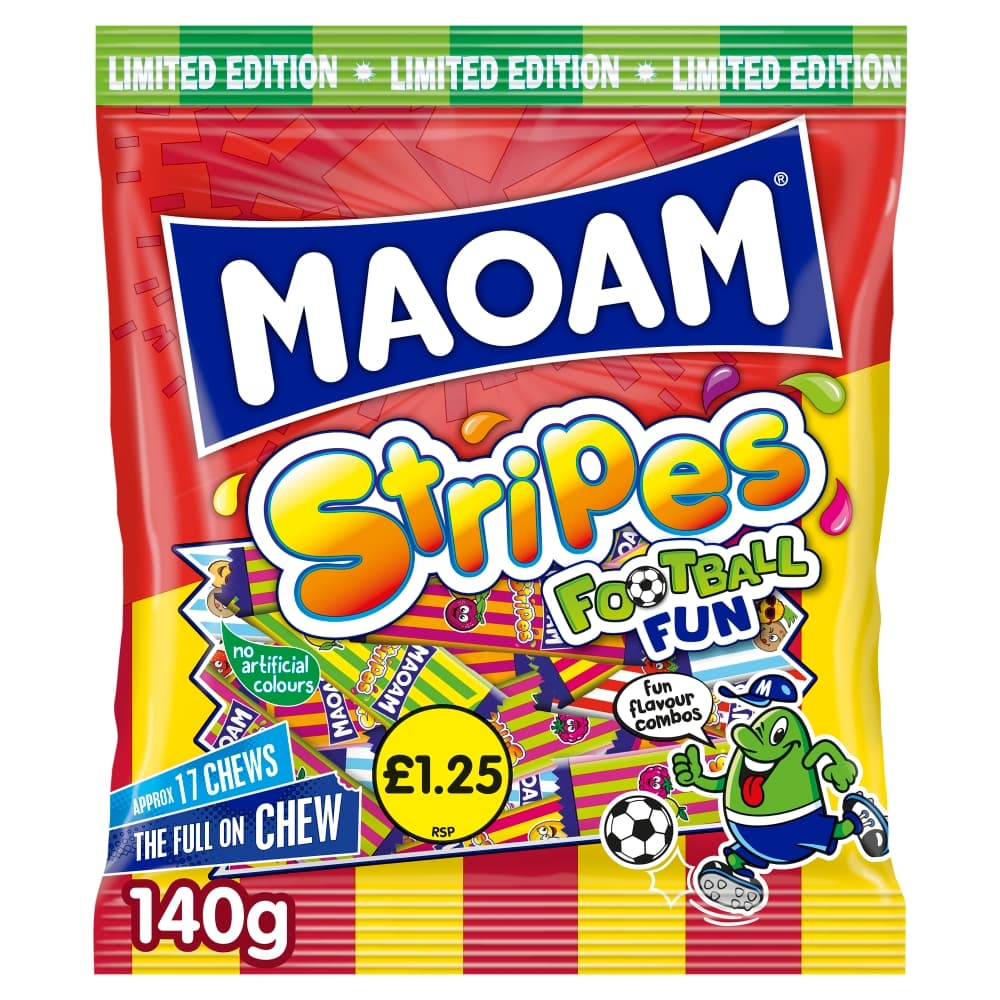 Maoam Limited Edition Football Fun Stripes Bag 140g £1.25 PMP
