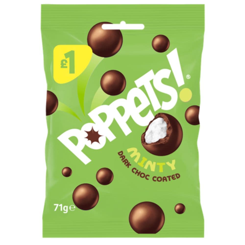 Poppets Minty Dark Choc Coated Mint Creams 71g £1 PMP
