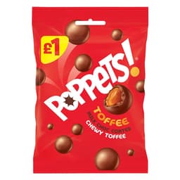 Poppets Milk Chocolate Coated Chewy Toffee Treat Bag 71g £1 PMP