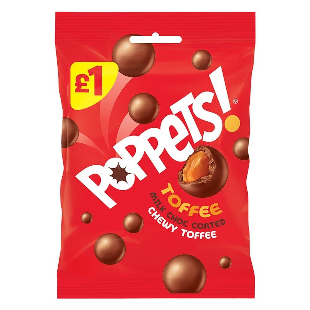 Poppets Milk Chocolate Coated Chewy Toffee Treat Bag 71g £1 PMP