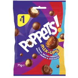 Poppets Mix-Ups Toffee, Salted Caramel, Malty Crunch & Chocolate 71g £1 PMP